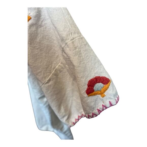 Embroidered Floral Boho Blouse Shirt Top Cottage Indie Fairy Festival Hippie - Picture 5 of 6